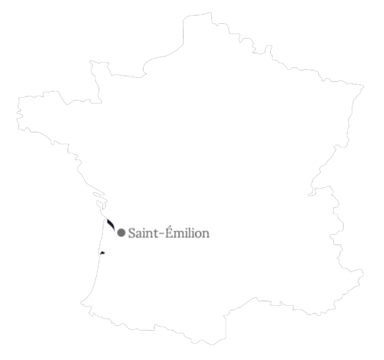 Map of France showing Saint-Émilion, home of Château Fleur Ursuline