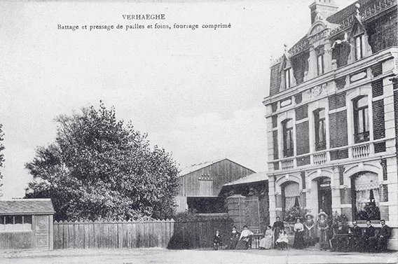 Old postcard showing a farm and its buildings
