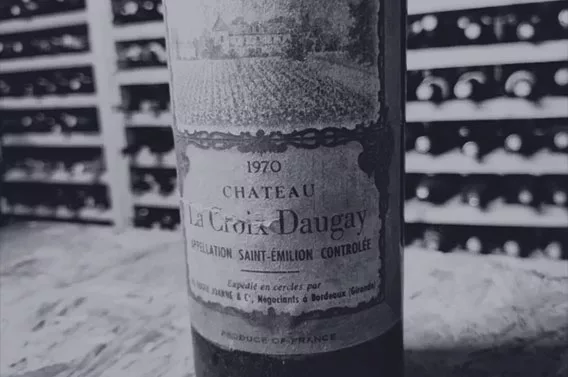 Old bottle bearing the name La Croix Daugay